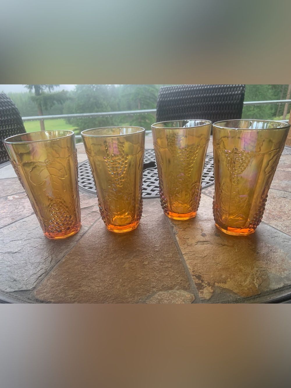 Indiana Glass Iridescent Gold Carnival Glass Tumbler Set of 4